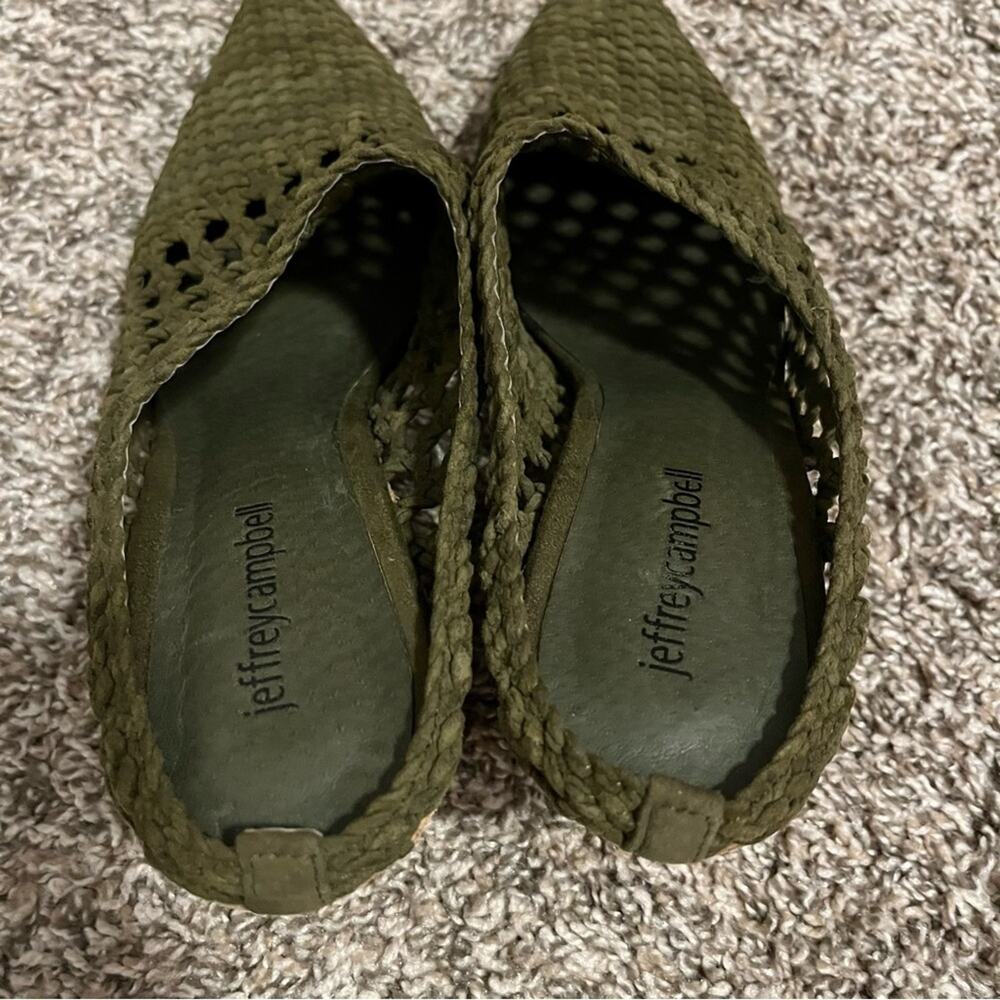 Jeffrey Campbell Leone Woven Leather Mules in Moss - Picture 7 of 12